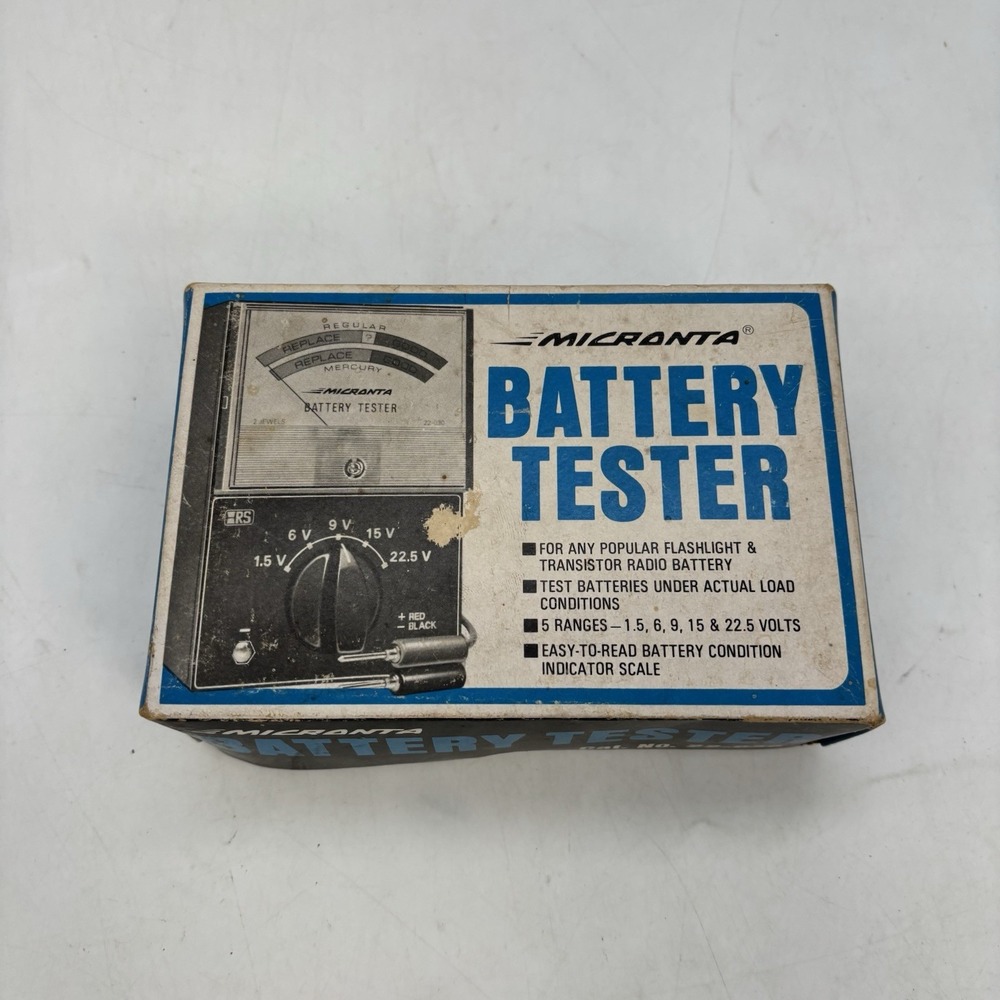Vintage Micronta Cat. No. 22-030A Battery Tester w/ Box and Manual Tested/Works